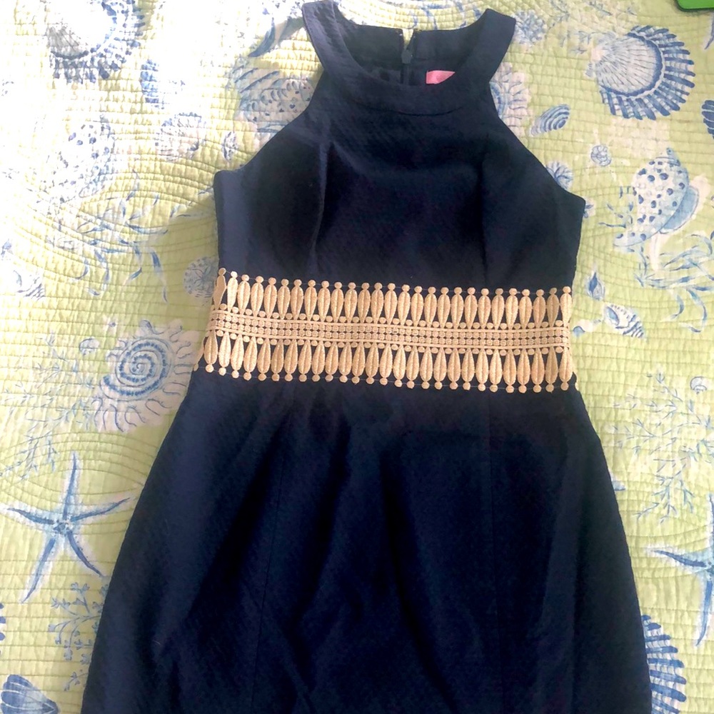 Beautiful Lilly dress. Navy and gold. Worn once.
